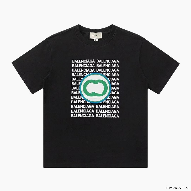Balenciaga Trendy All-over Print Black Short-sleeve T-shirt