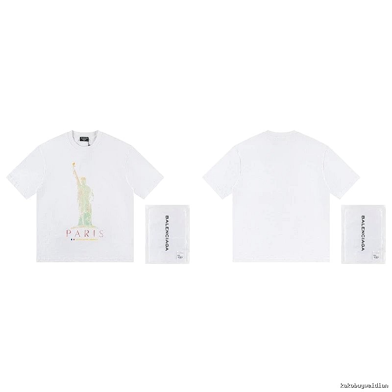 Balenciaga Trendy White T-shirt with Statue of Liberty Print