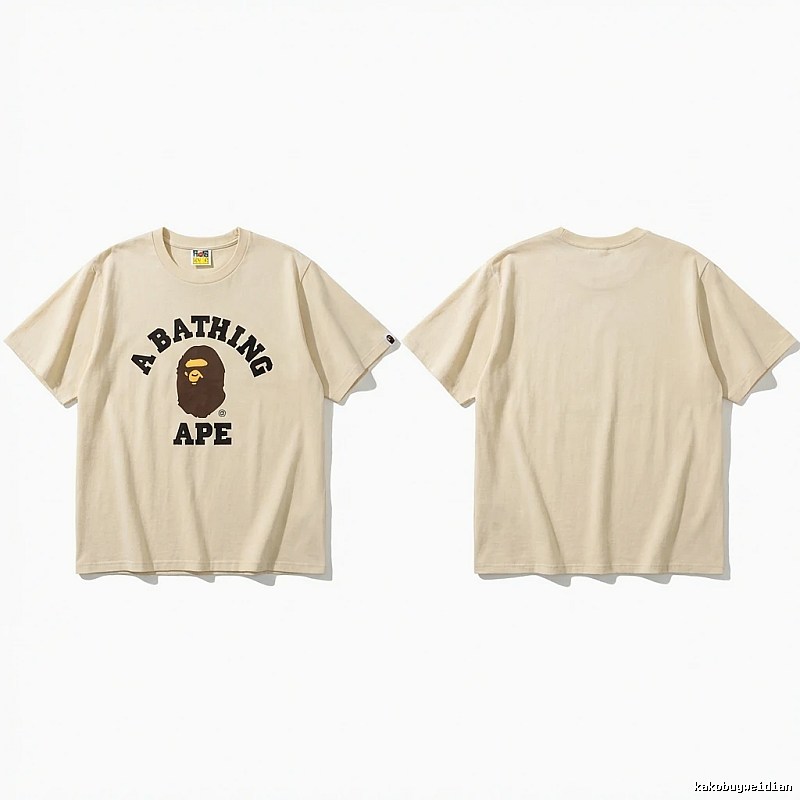 Bape Ape Head Minimalist Style Beige T-shirt