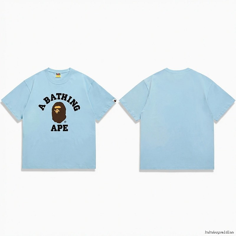 Bape Ape Head Simple Style Light Blue T-shirt