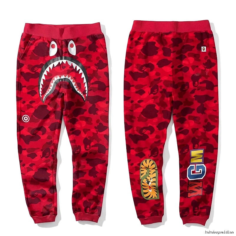 Bape camouflage-style red sweatpants