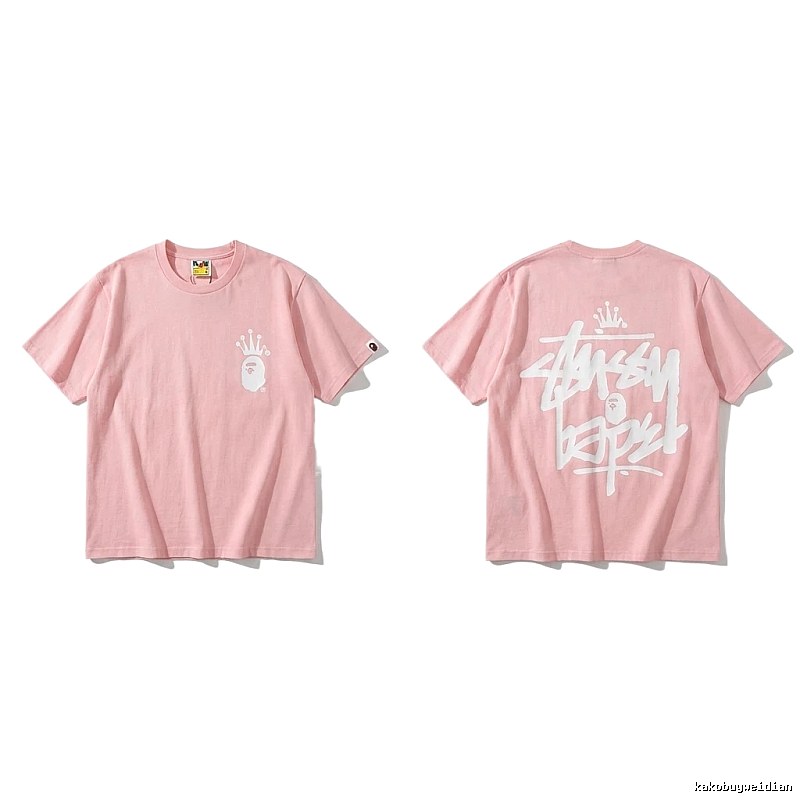 Bape Crown Trendy Pink Short Sleeve