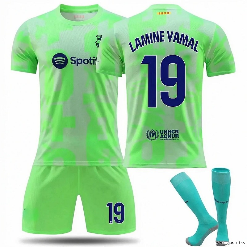 Barcelona No. 19 fluorescent green jersey
