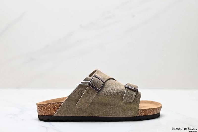 BIRKENSTOCK Cork Vintage Style Khaki Slide Sandals