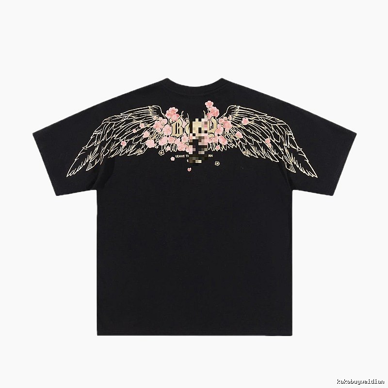 BOY Cherry Blossom Wings Streetwear Style Black T-Shirt