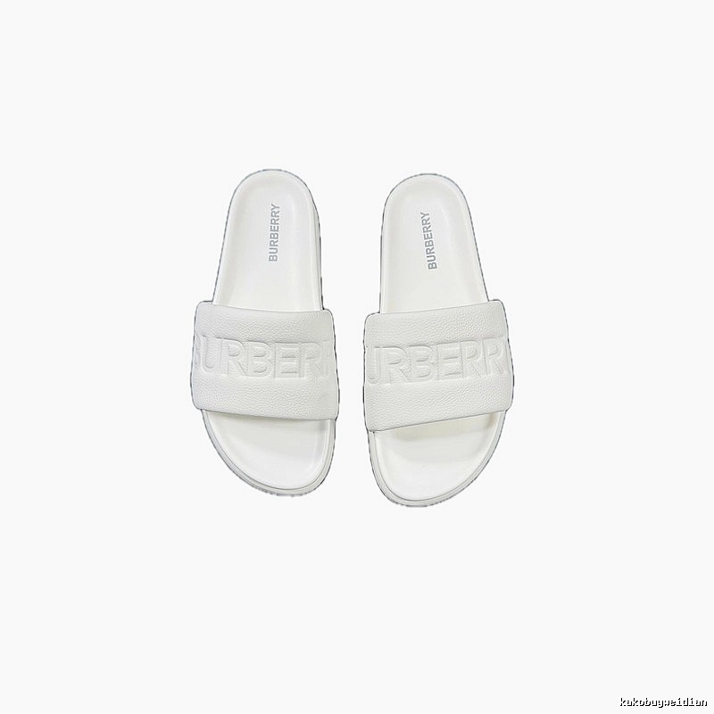 Burberry Embossed Minimalist Style White Slides