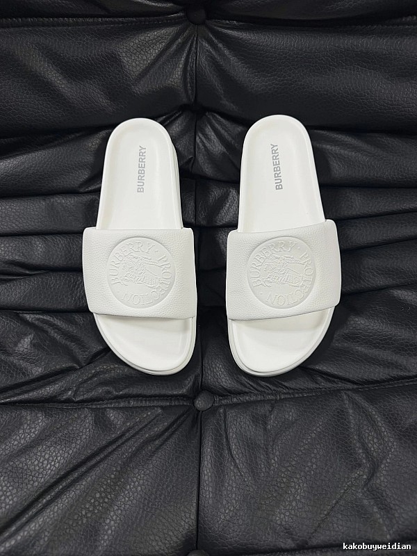 Burberry Embossed Warhorse Minimalist Style White Slides