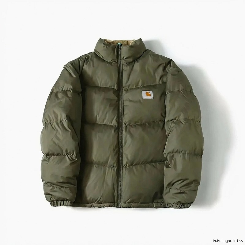 Carhartt workwear style olive green cotton-padded jacket
