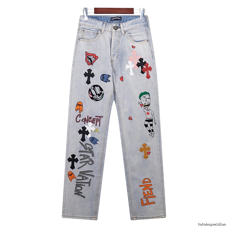 Chrome Hearts Classic Graphic jeans Light Denim Jeans for Daily Styling