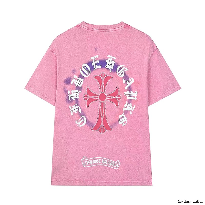 Chrome Hearts Cross Vintage Style Pink T-Shirt