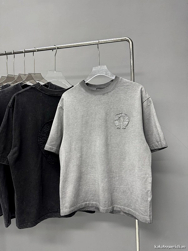 Chrome Hearts Horseshoe Logo Trendy & Cool Grey Short-sleeve T-shirt