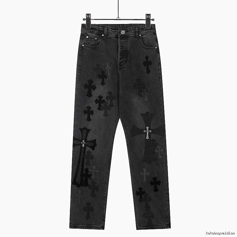 Chrome Hearts Logo Detail Graphic jeans Light Denim Jeans with Relaxed Feel