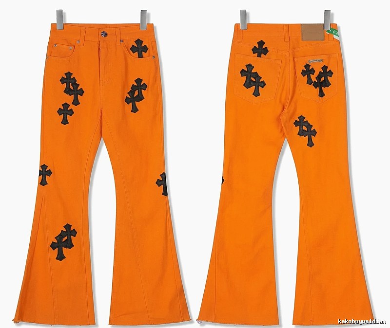 Chrome Hearts Orange and Black Flared Pants