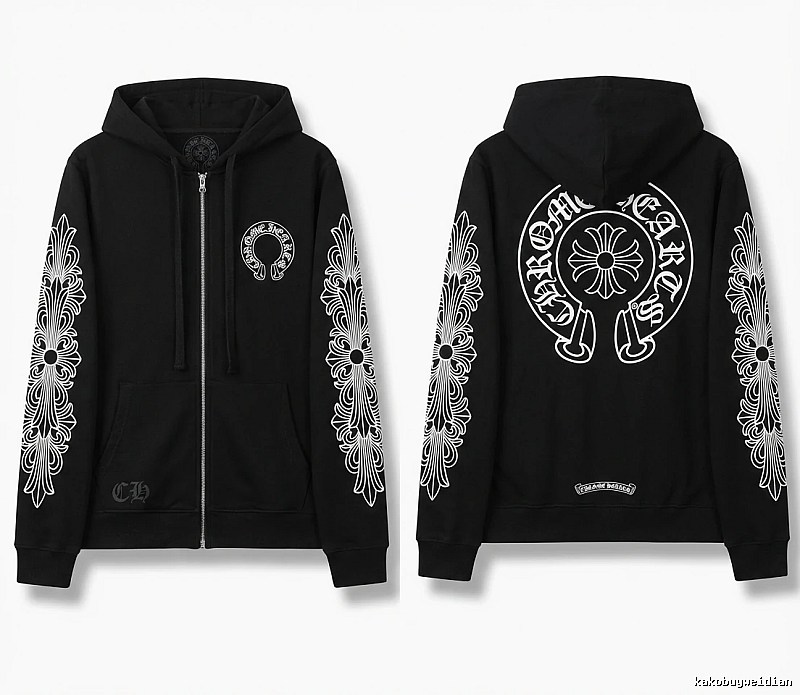 Chrome Hearts retro-style black hoodie
