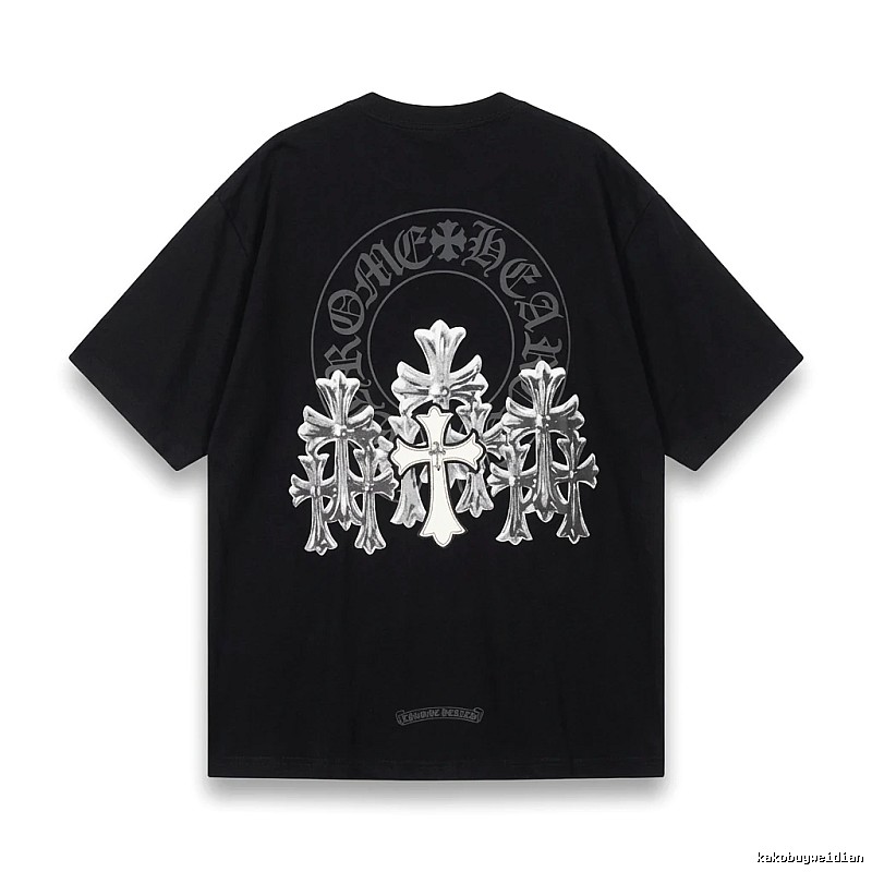 Chrome Hearts Silver Cross Black T - Shirt