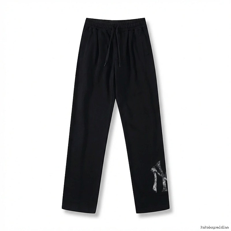 Classic trendy brand black trousers of MLB