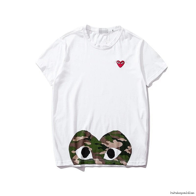 Comme des Garcons PLAY 2021-49 Green Style 2149 Heart Logo T-Shirt Casual Layering