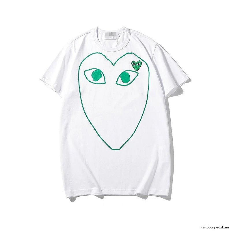 Comme des Garcons PLAY 2023-13 Green Style 2313 Heart Logo T-Shirt Soft Neutral