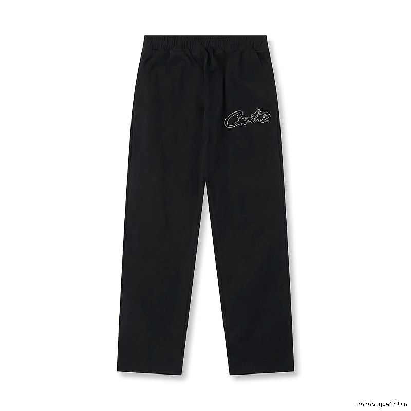 Corteiz minimalist style black long trousers