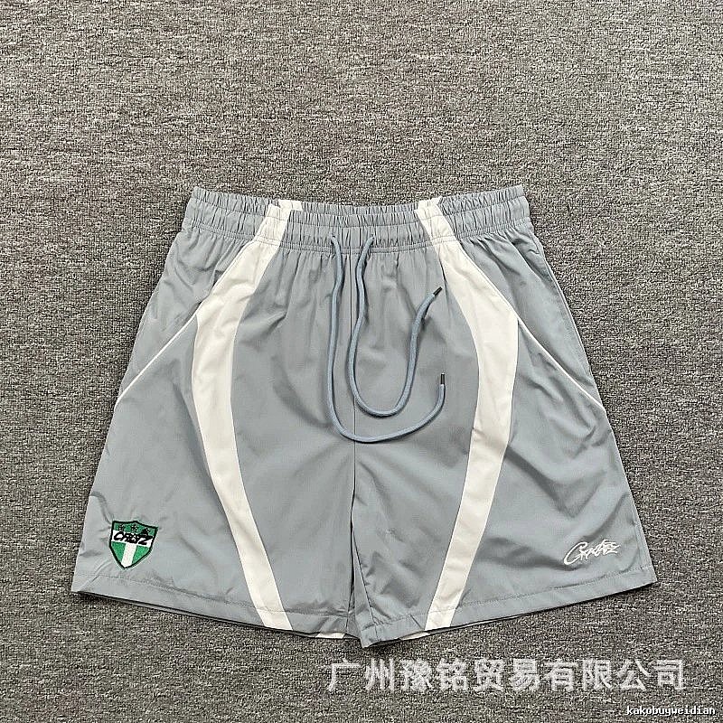 Corteiz Shield Logo Street Style Light Gray Athletic Shorts