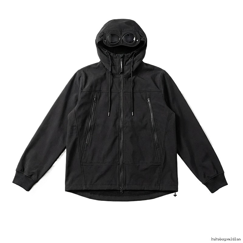 C.P. hooded simple style black coat