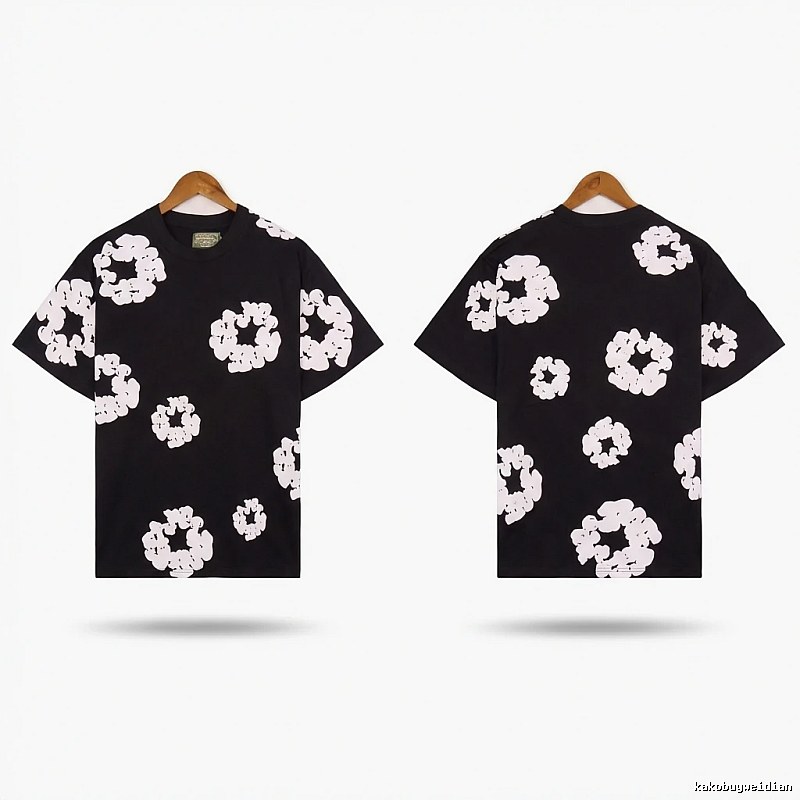 DENIM TEARS Black and White Retro Short-sleeve Shirt