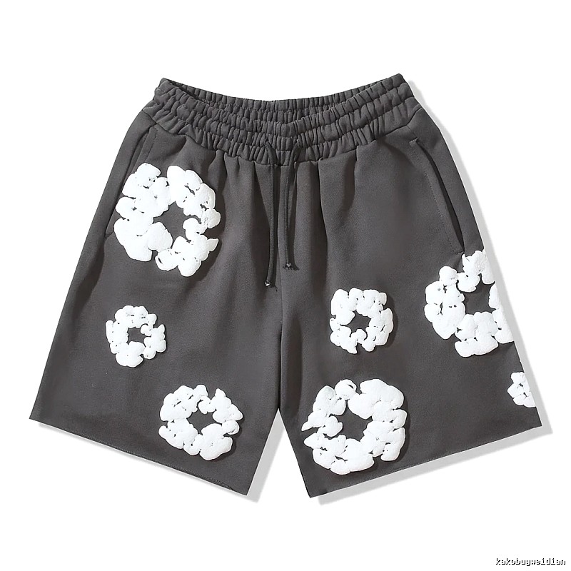 DENIM TEARS Flower Style Black Shorts