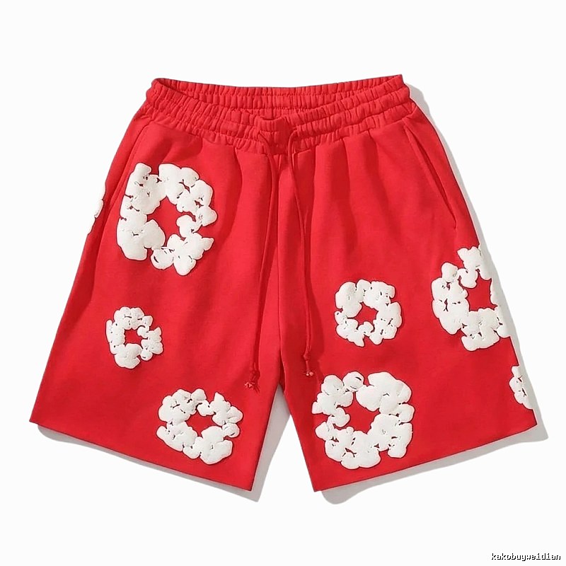 DENIM TEARS Red and White Retro Shorts