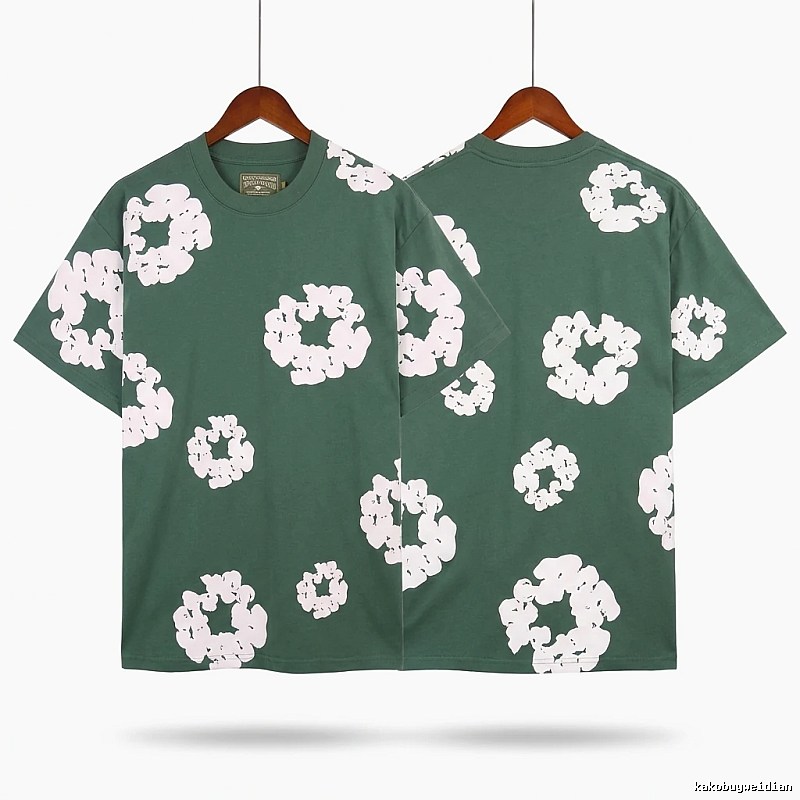 DENIM TEARS retro-style green short-sleeve
