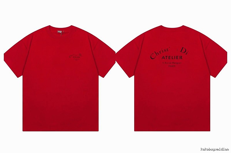 Dior Atelier Minimalist Style True Red Short-sleeve T-shirt