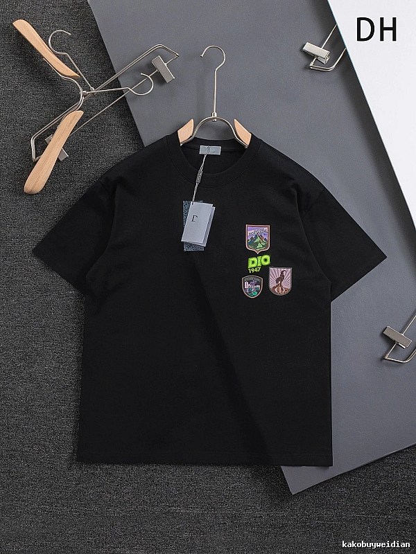 Dior Badge Collection Vintage Style Black Short-sleeve T-shirt