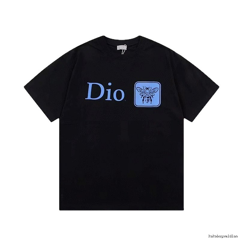 Dior Bee Print Trendy Style Black T-Shirt