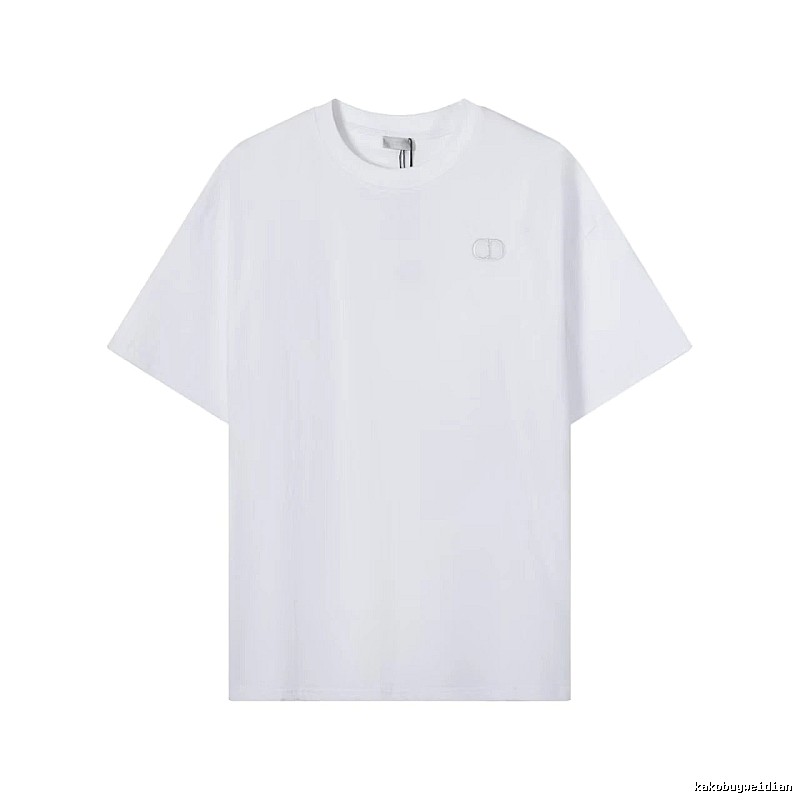 Dior CD Embroidered Minimalist Style White T-Shirt