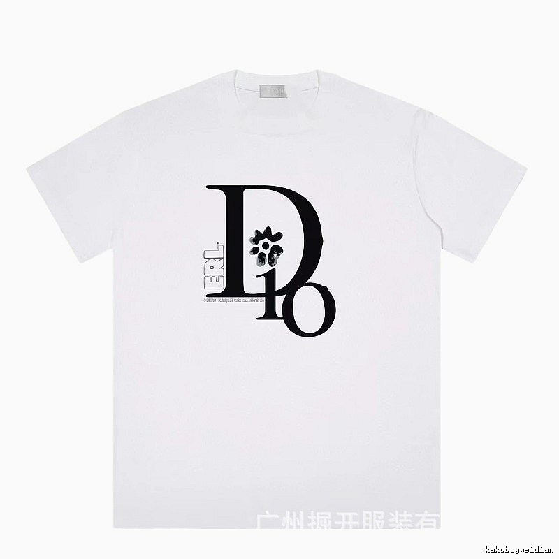 Dior Co-branded Trendy Style Printed White T-Shirt