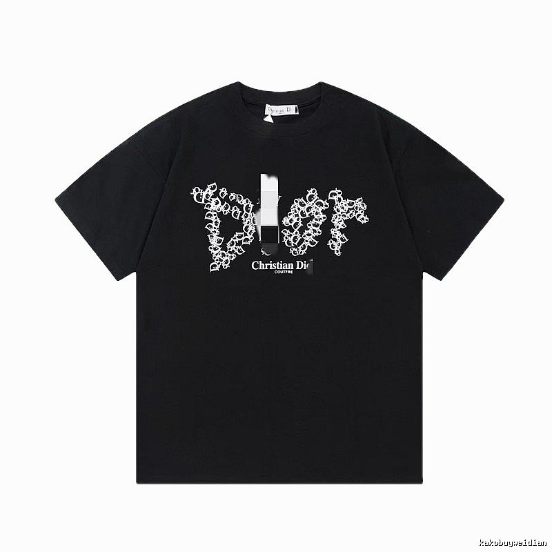 Dior Combined Print Trendy Black Short-sleeve T-Shirt