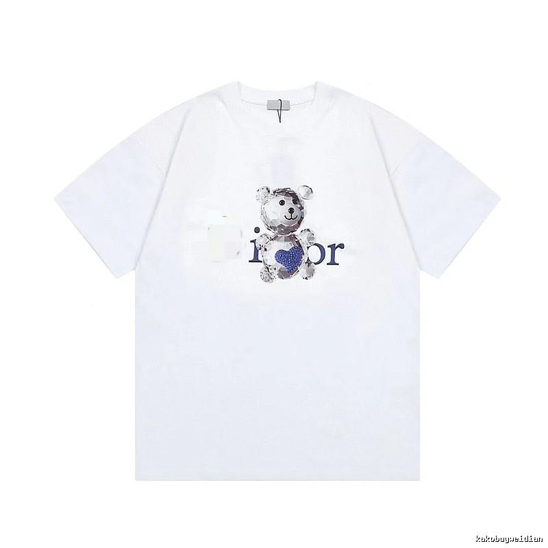 Dior Crystal Bear Trendy Style White T-Shirt