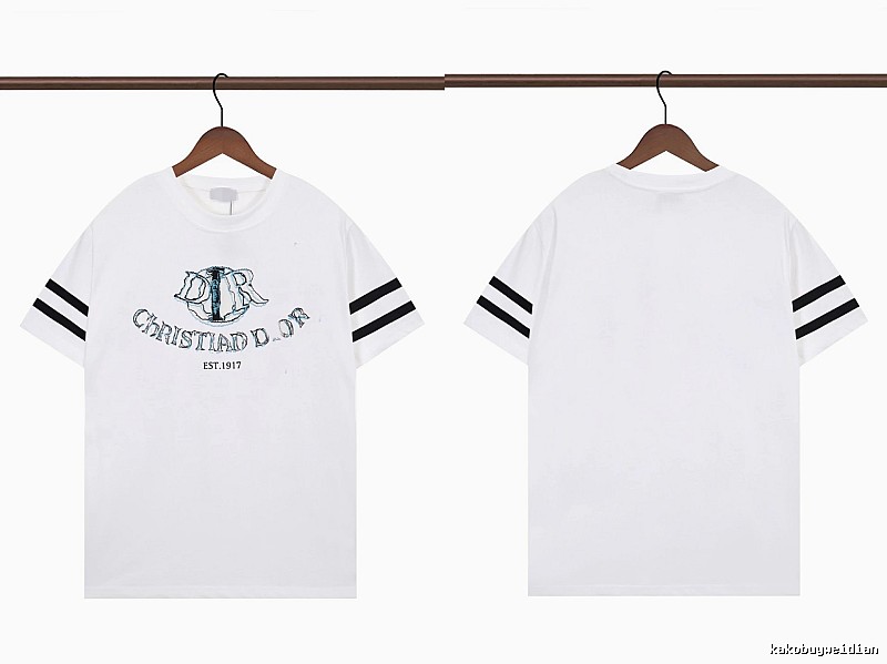 Dior Embroidered Collection Vintage Style White Short-sleeve T-shirt