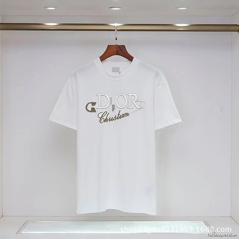 Dior Embroidered Light Luxury Style White Short-sleeve T-shirt