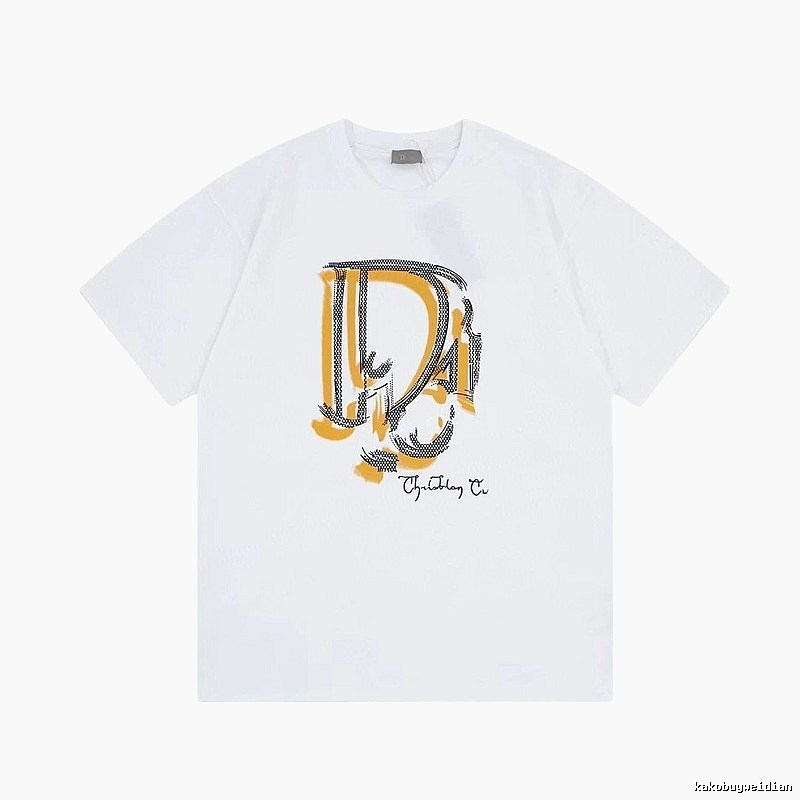 Dior Graffiti Print Casual Style White Short-sleeve T-shirt