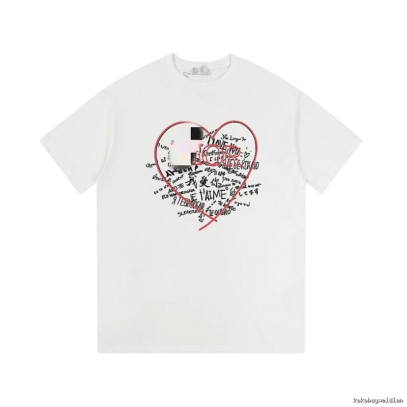 Dior Heart Graffiti Trendy Style White T-Shirt