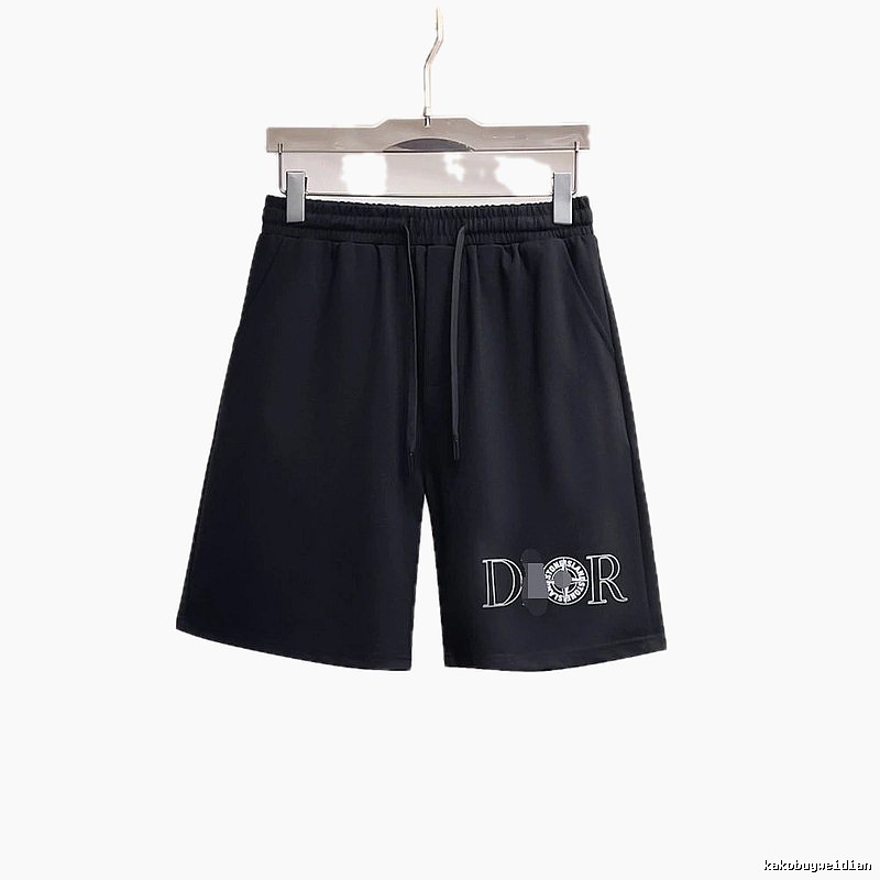 Dior Letter Print Trendy Style Black Casual Shorts