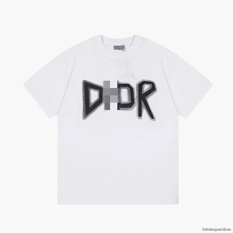 Dior Letter Print Trendy Style White T-Shirt