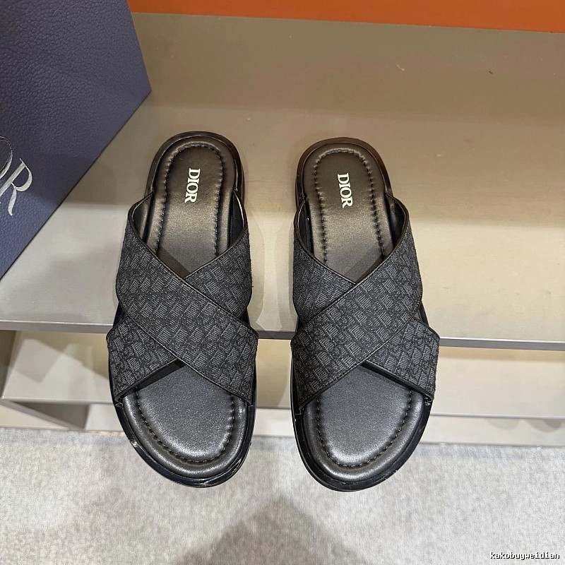 Dior Oblique Casual Style Black Slides