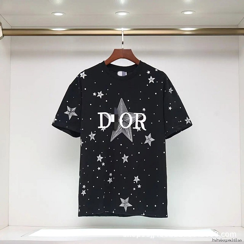 Dior Trendy Cool All-over Star Print Black T-Shirt