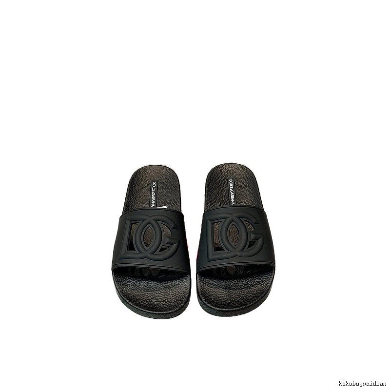 Dolce & Gabbana DG Embossed Casual-style Black Slippers