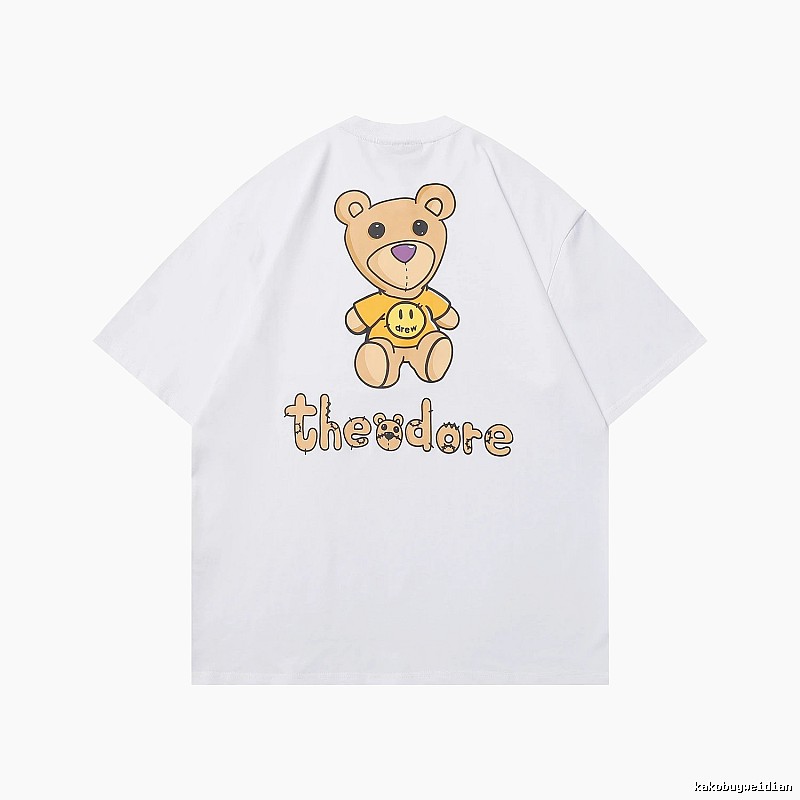 DREW Bear Print Street Style White T-shirt