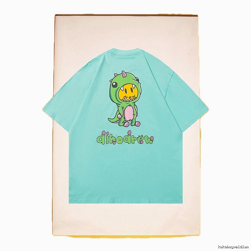 DREW Dinosaur Series Streetwear Style Light Blue Short Sleeve T-Shirt