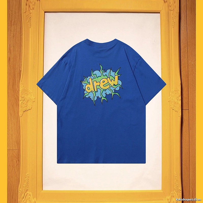 DREW Explosion Print Street Style Blue T-Shirt