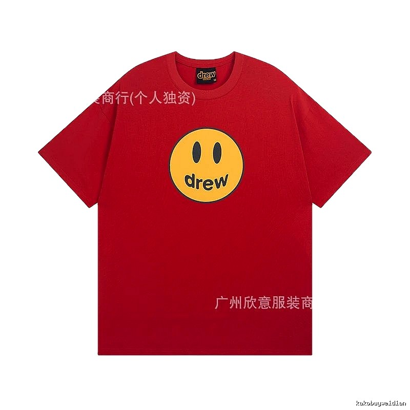 DREW Smiley American Street Style Red Short Sleeve T-Shirt