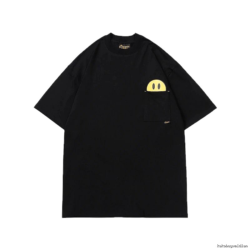 DREW Smiley Pocket Street Style Black T-Shirt